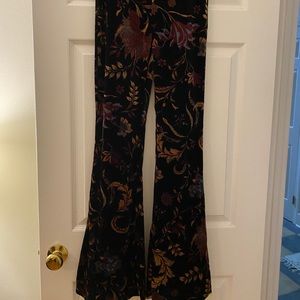 Patterned velvet flare pants